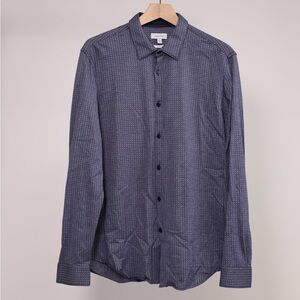 Calvin Klein blue micro plaid button down shirt